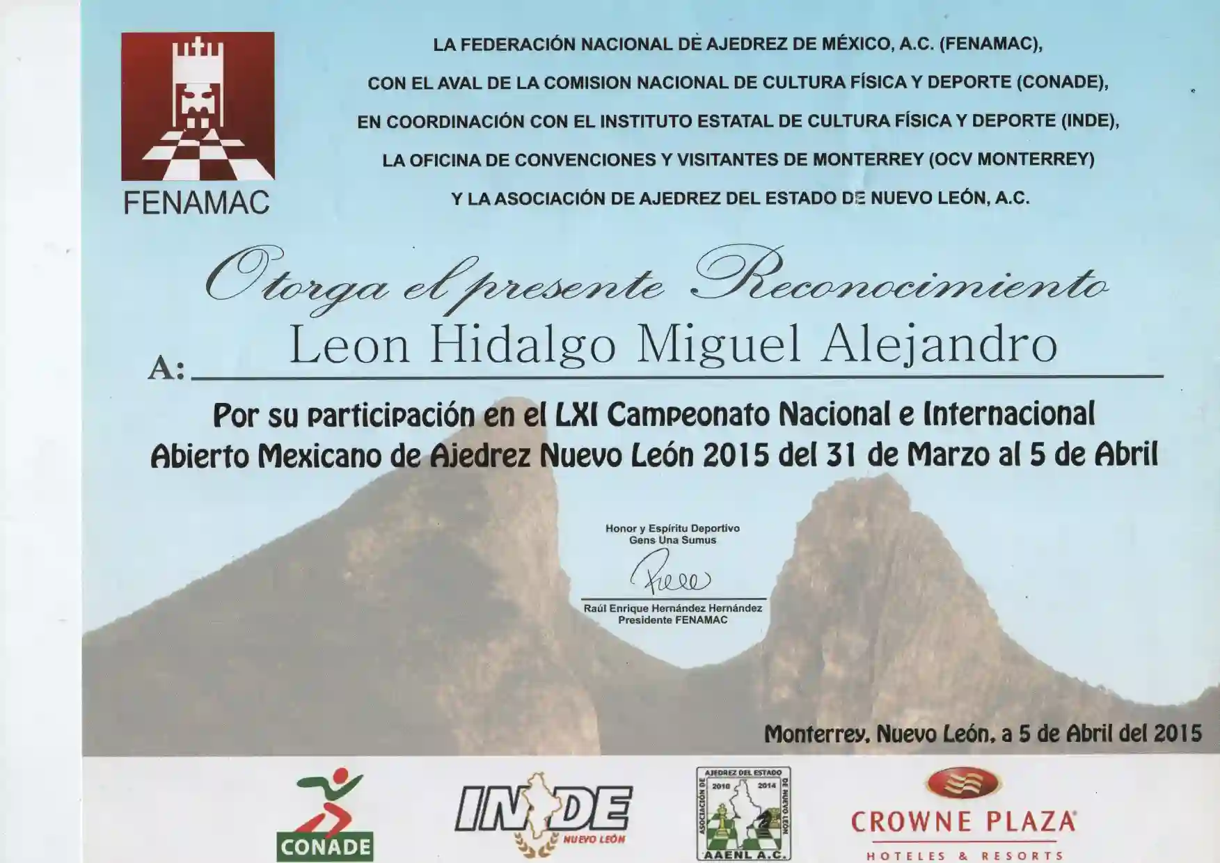 National Chess Certificate